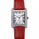 Cartier Tank MC Stainless Steel Diamond Case White Dial Red Leather Strap 622173