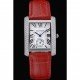 Cartier Tank MC Stainless Steel Diamond Case White Dial Red Leather Strap 622173