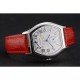 Cartier Tortue Perpetual Calendar White Dial Stainless Steel Case Red Leather Strap