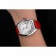 Cartier Tortue Perpetual Calendar White Dial Stainless Steel Case Red Leather Strap