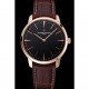 Swiss Vacheron Constantin Patrimony Grand Taille Black Dial Rose Gold Case Brown Leather Bracelet 1454169