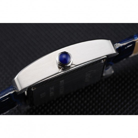 Cartier Tank MC Stainless Steel Case Blue Dial Blue Leather Strap 622178