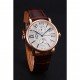 Cartier Ronde Second Time Zone White Dial Gold Case Brown Leather Strap 622801