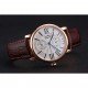 Cartier Ronde Second Time Zone White Dial Gold Case Brown Leather Strap 622801