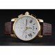 Montblanc Chronograph White Dial Brown Leather Bracelet Gold Case 1454113