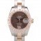 Rolex DateJust Brushed Stainless Steel Case Brown Dial Diamond Plated