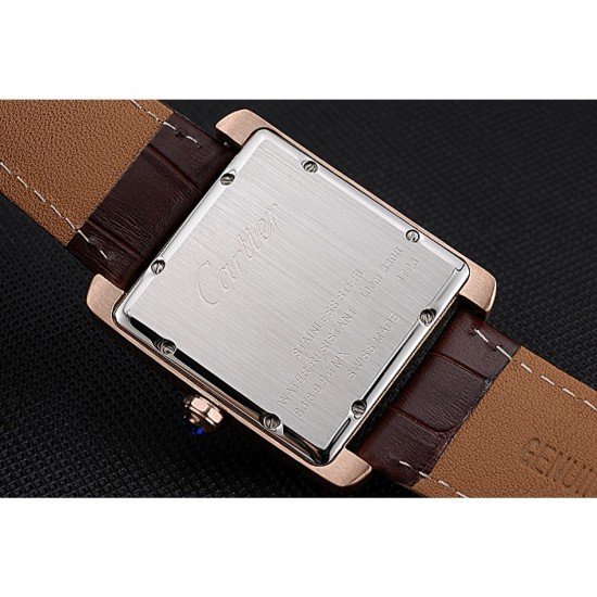 Cartier Tank MC White Dial Gold Case Brown Leather Strap 622578