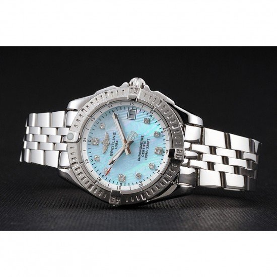 Breitling Colt Lady Light Blue Dial Diamond Hour Marks Stainless Steel Case And Bracelet