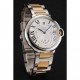 Swiss Cartier Ballon Bleu Two Timezone White Dial Silver Case Gold And Silver Bracelet 1453877