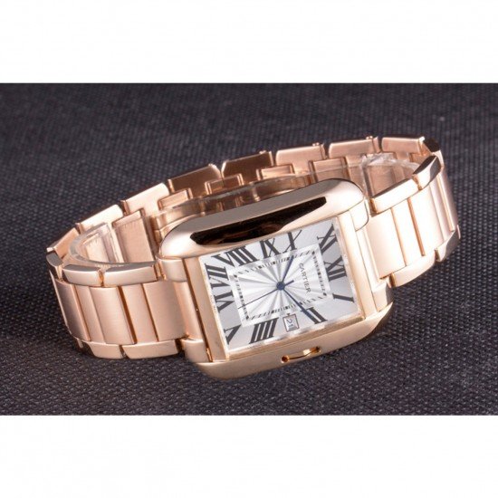 Cartier Tank Anglaise 36mm White Dial Rose Gold Case And Bracelet