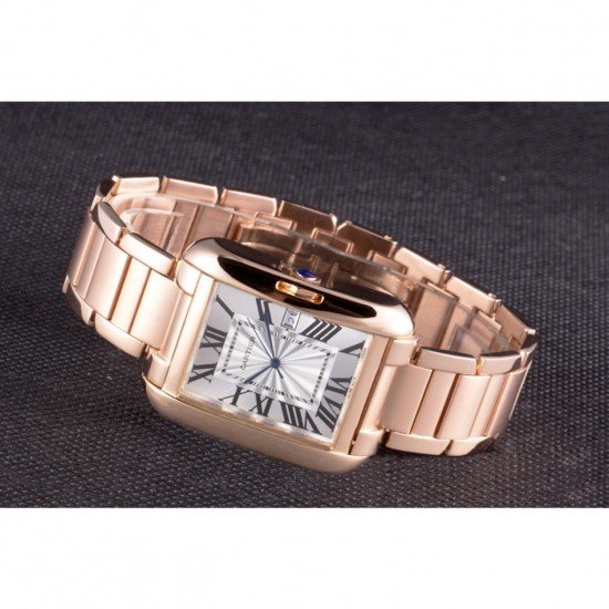 Cartier Tank Anglaise 36mm White Dial Rose Gold Case And Bracelet