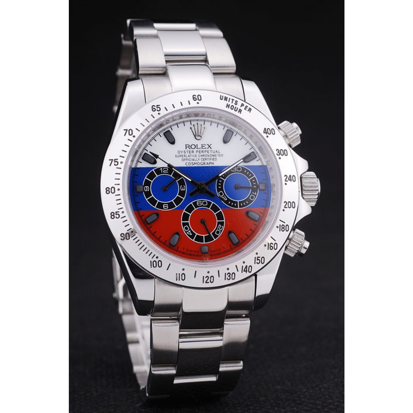 Rolex Cosmograph Daytona Silver Bracelet Russian Flag Dial 7473