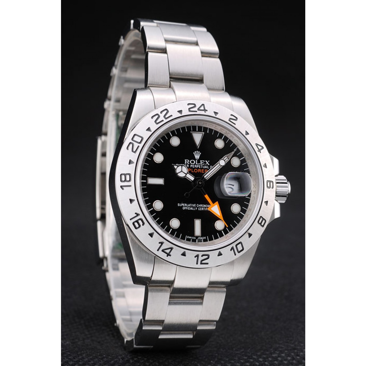 Rolex Explorer Stainless Steel Bezel Black Dial Watch