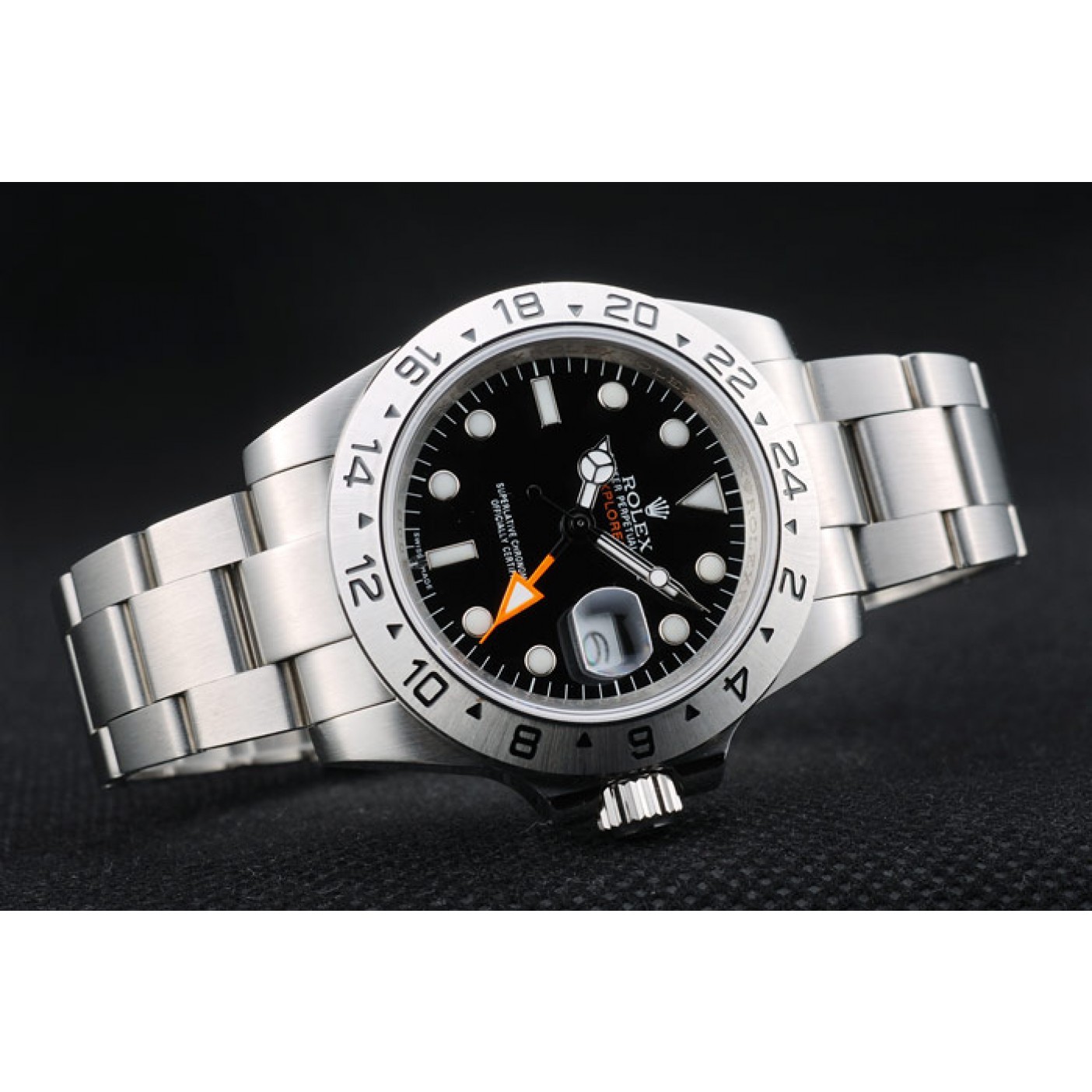 Rolex Explorer Stainless Steel Bezel Black Dial Watch