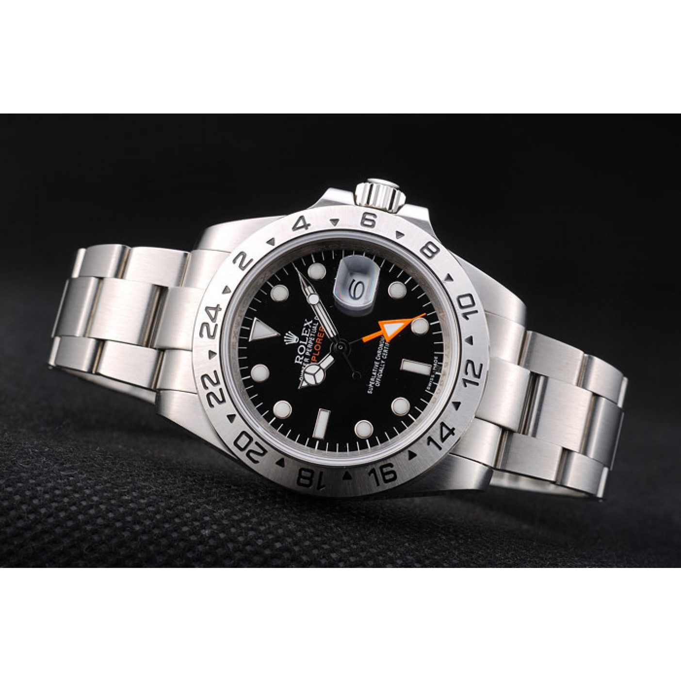 Rolex Explorer Stainless Steel Bezel Black Dial Watch