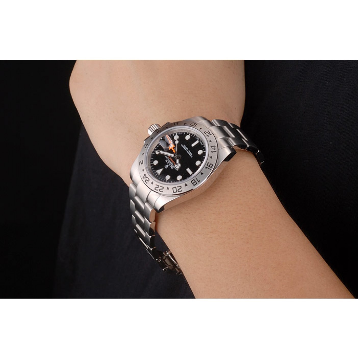 Rolex Explorer Stainless Steel Bezel Black Dial Watch