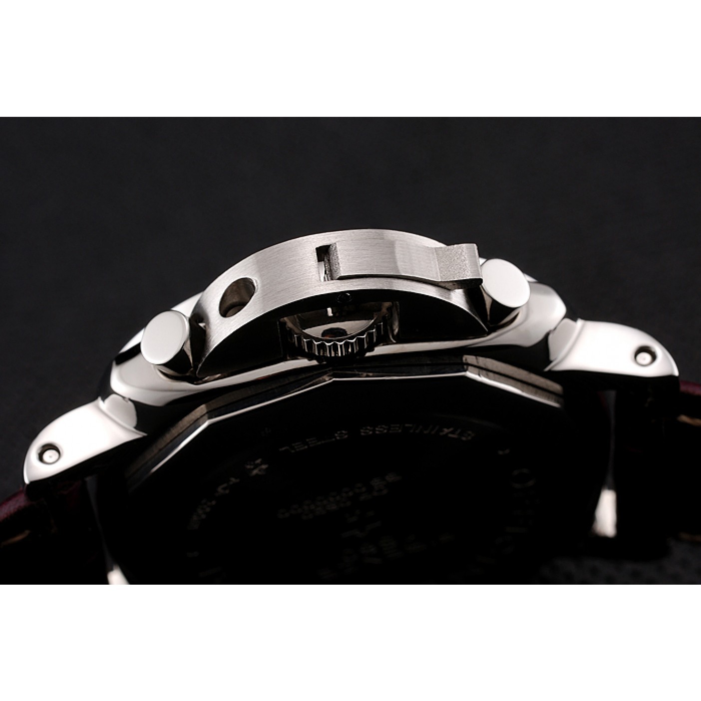 Panerai Radiomir 8 Days Chronograph Black Dial Stainless Steel Case Plum Leather Strap 1453795