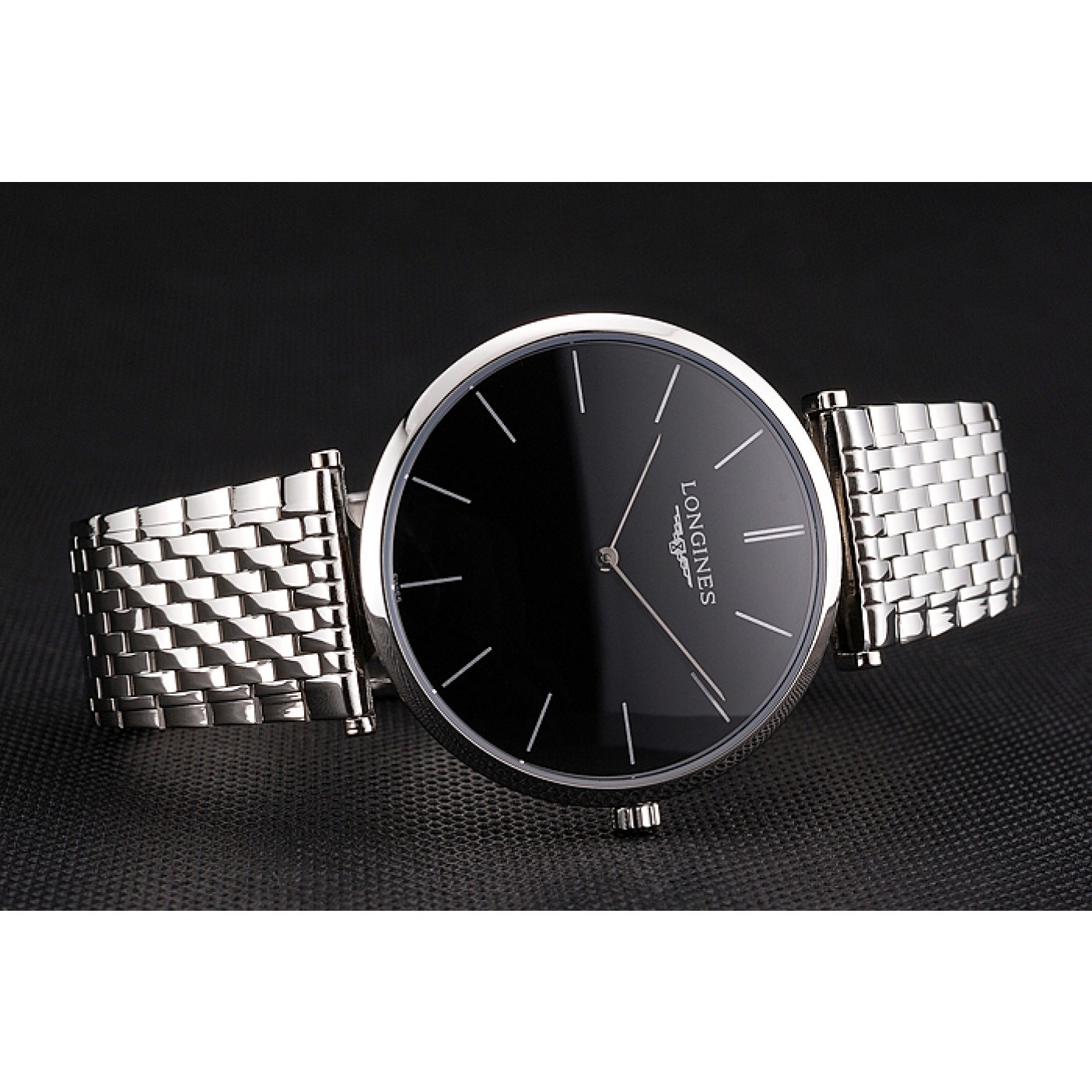 Swiss Longines Grande Classique Black Dial Stainless Steel Case And Bracelet