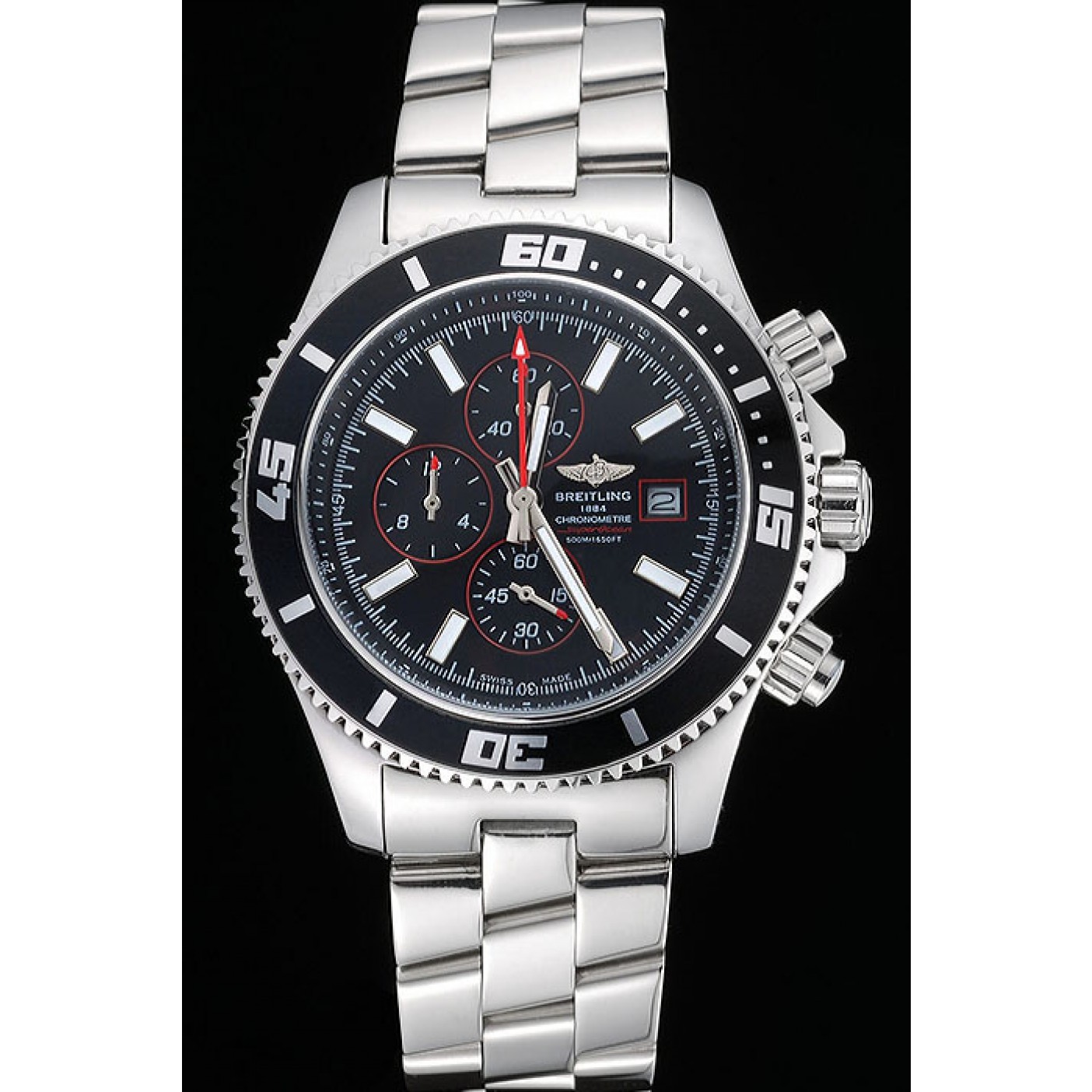 Breitling Superocean Chronograph II Black Dial Stainless Steel Bracelet 622428