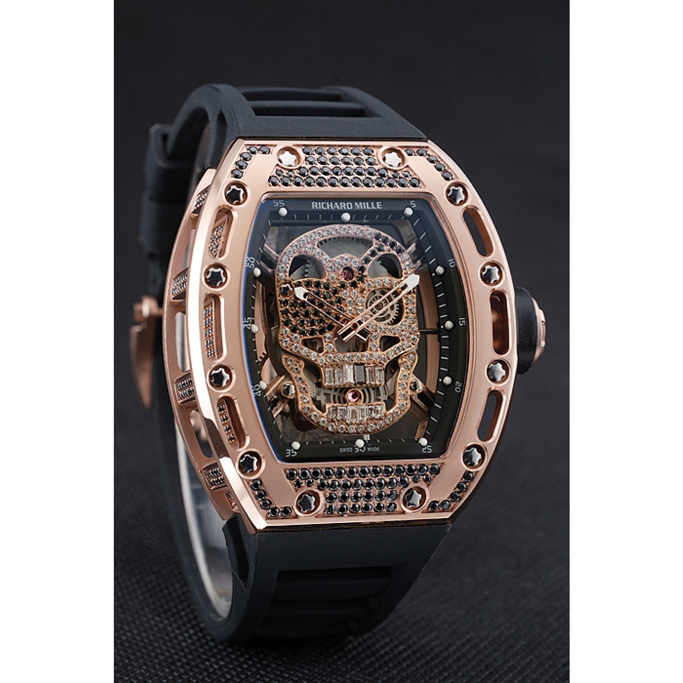 Richard Mille Tourbillon Skull RM 052 Rose Gold Case Black Rubber Bracelet 1454252