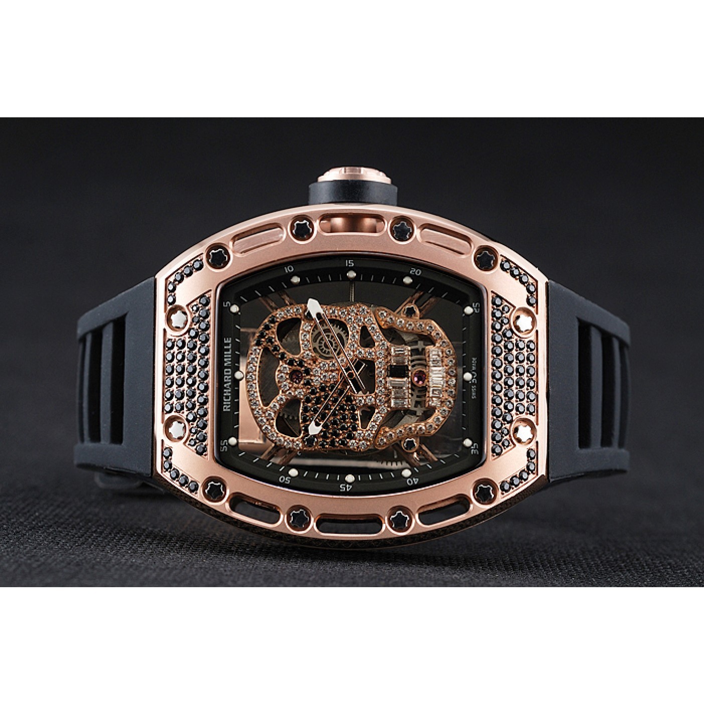 Richard Mille Tourbillon Skull RM 052 Rose Gold Case Black Rubber Bracelet 1454252