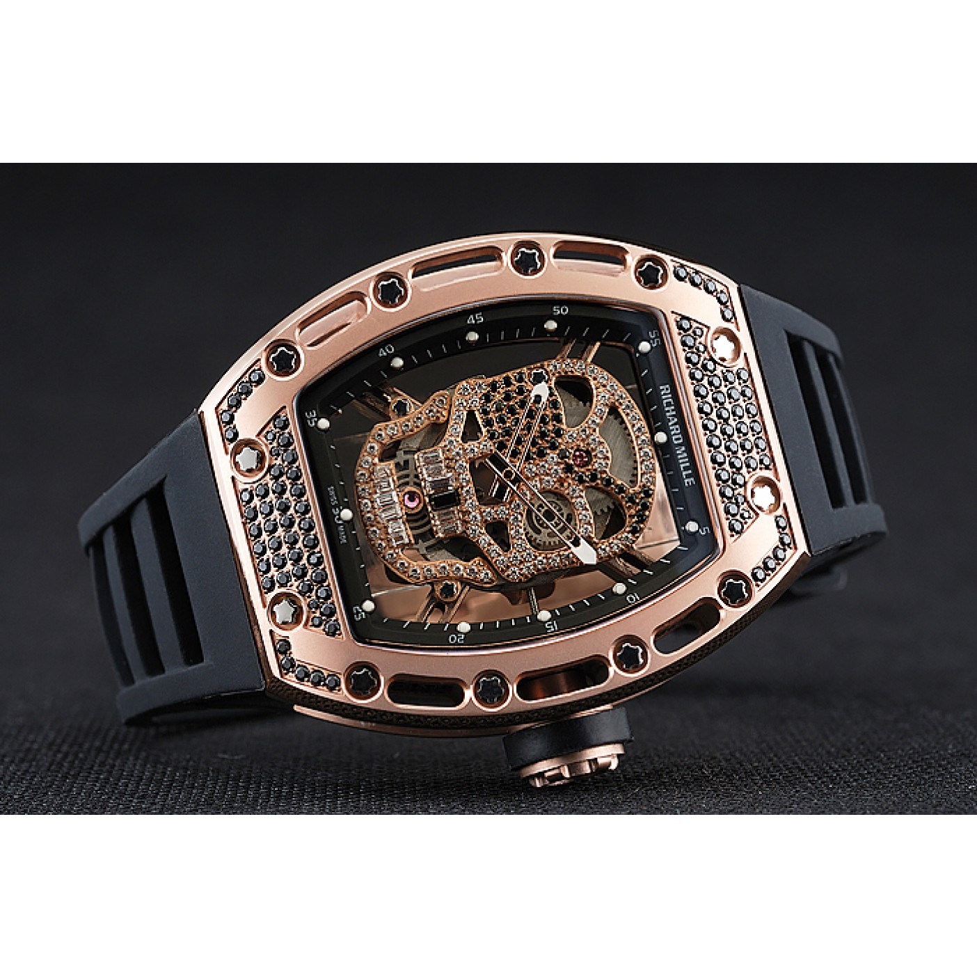 Richard Mille Tourbillon Skull RM 052 Rose Gold Case Black Rubber Bracelet 1454252