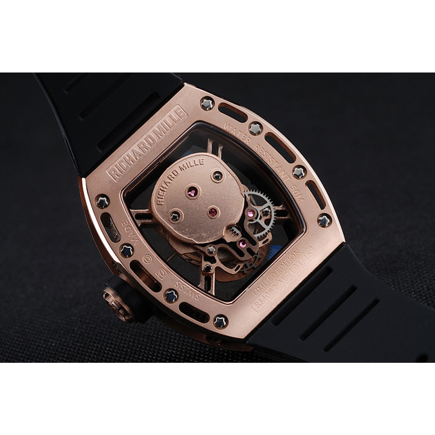 Richard Mille Tourbillon Skull RM 052 Rose Gold Case Black Rubber Bracelet 1454252