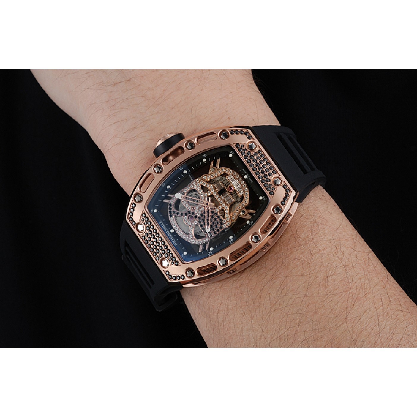 Richard Mille Tourbillon Skull RM 052 Rose Gold Case Black Rubber Bracelet 1454252