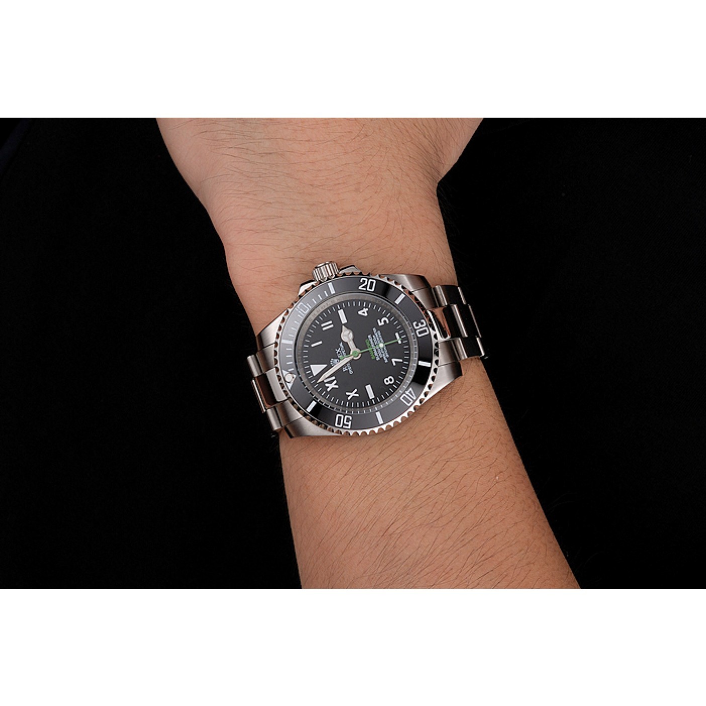 Rolex Bamford Submariner Black Dial With Roman Numerals Black Bezel Stainless Steel Case And Bracelet