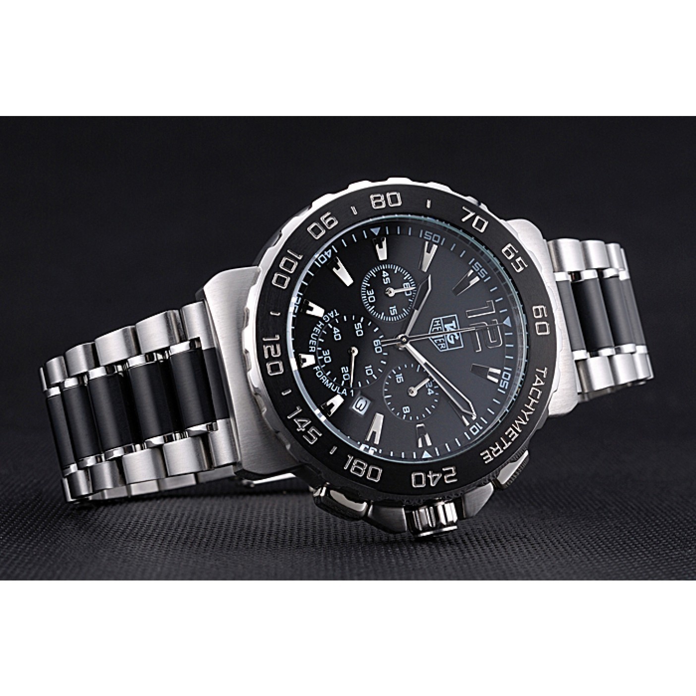 Tag Heuer Formula 1 Chronograph Black Dial Black Bezel Two Tone Stainless Steel Band 622412