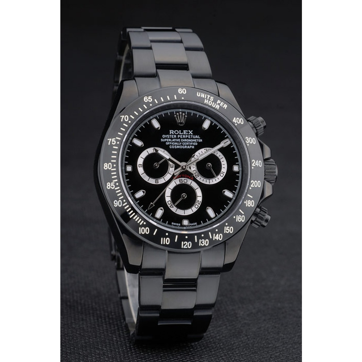 RepTime Watches Rolex Daytona Black Ion Plated Tachymeter Black Stainless Steel Strap Black Dial 80247