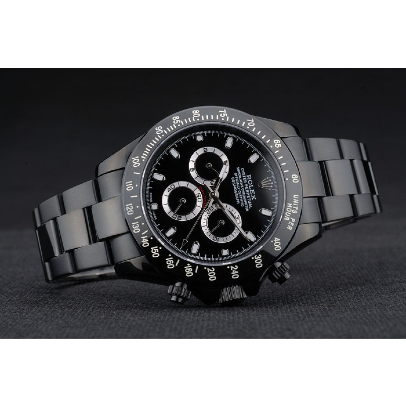 Rolex Daytona Black Ion Plated Tachymeter Black Stainless Steel Strap Black Dial 80247