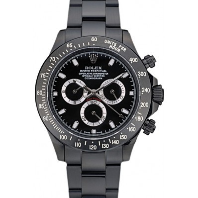 RepTime Watches Rolex Daytona Black Ion Plated Tachymeter Black Stainless Steel Strap Black Dial 80247