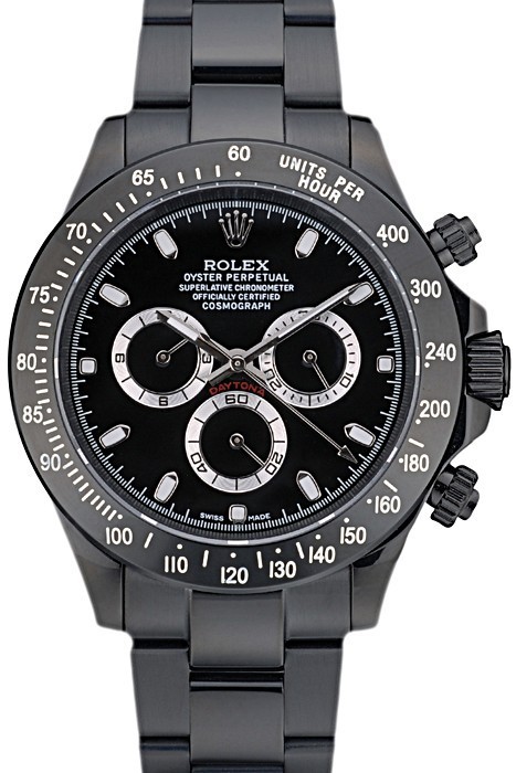 Rolex Daytona Black Ion Plated Tachymeter Black Stainless Steel Strap Black Dial 80247