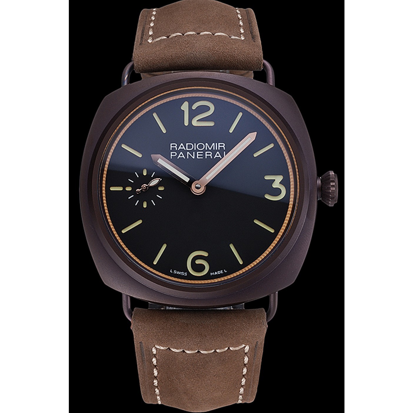 Panerai Radiomir Brown Stainless Steel Bezel Brown Leather Bracelet 622324