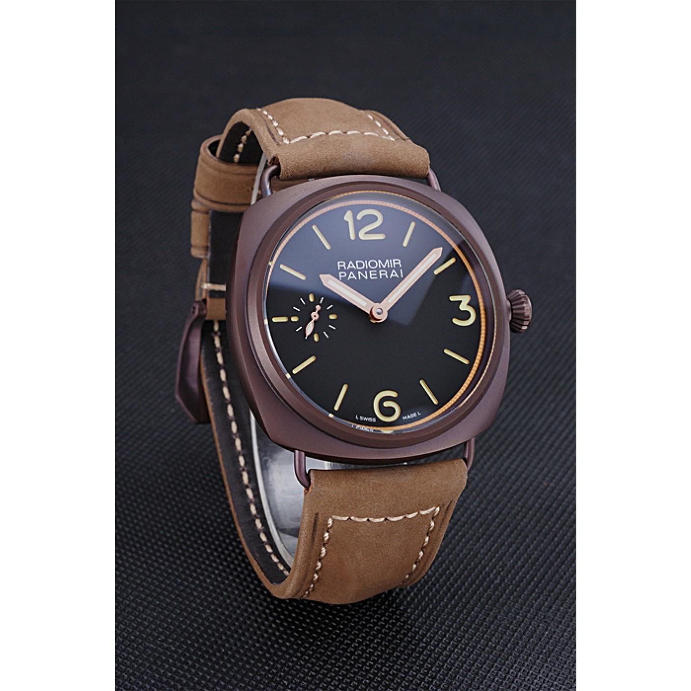 Panerai Radiomir Brown Stainless Steel Bezel Brown Leather Bracelet 622324