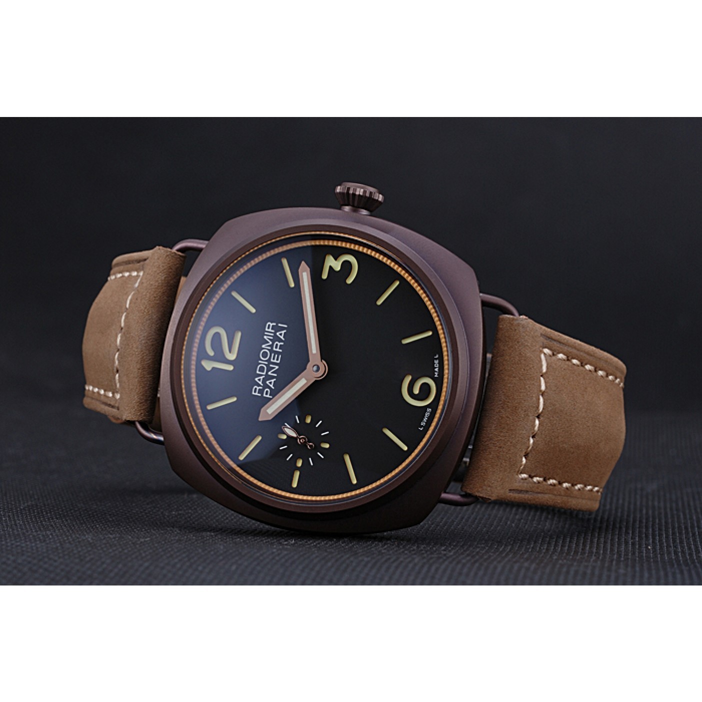 Panerai Radiomir Brown Stainless Steel Bezel Brown Leather Bracelet 622324