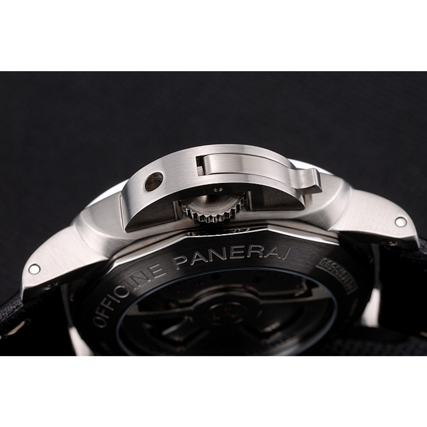 Swiss Panerai Luminor Flyback Chronograph Black Dial Stainless Steel Case Black Leather Strap