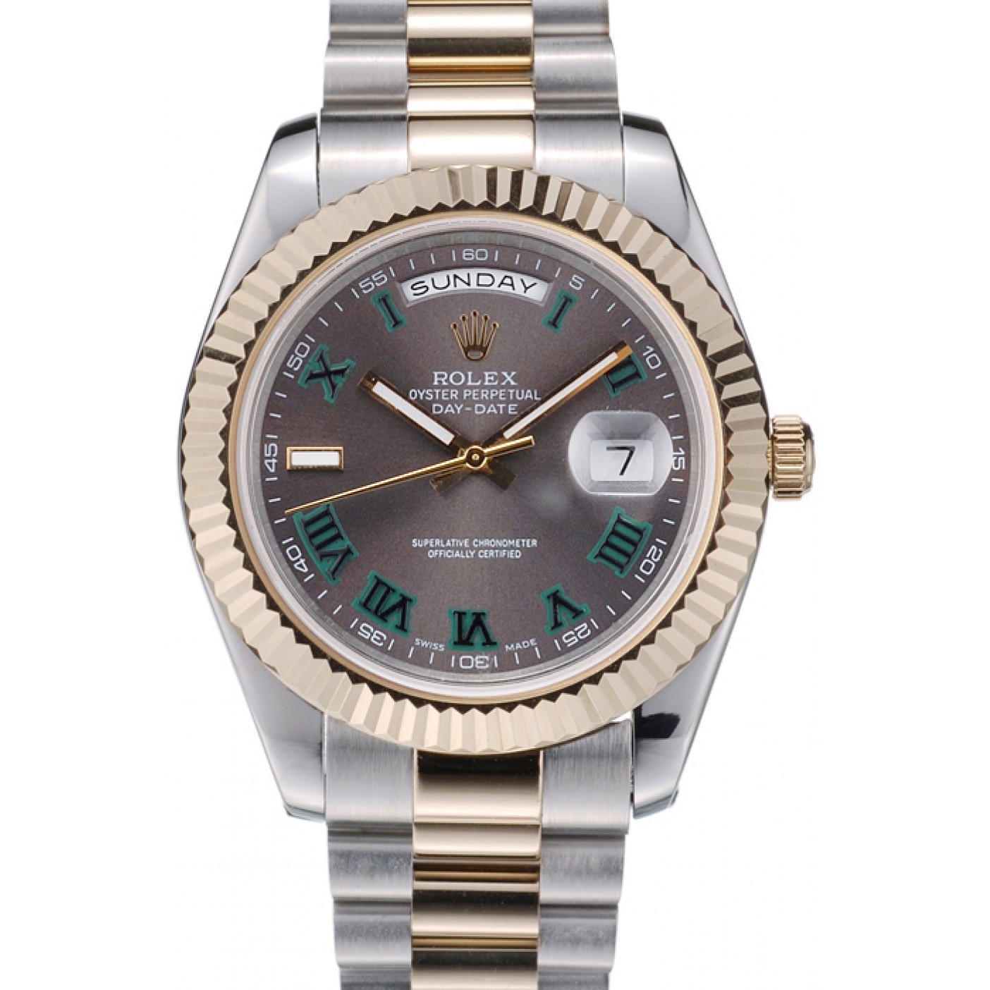 Rolex DayDate Grey Dial Dual Colored Stainless Steel Strap 41981