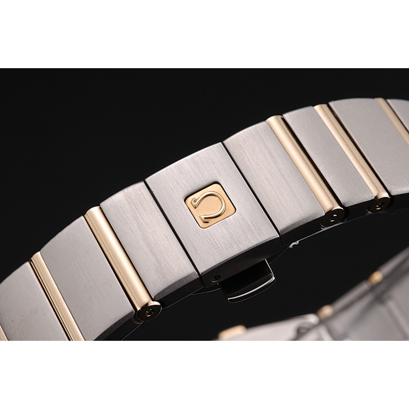 Swiss Lady Omega Constellation Crystal Encrusted Bezel Golden Dial 80293