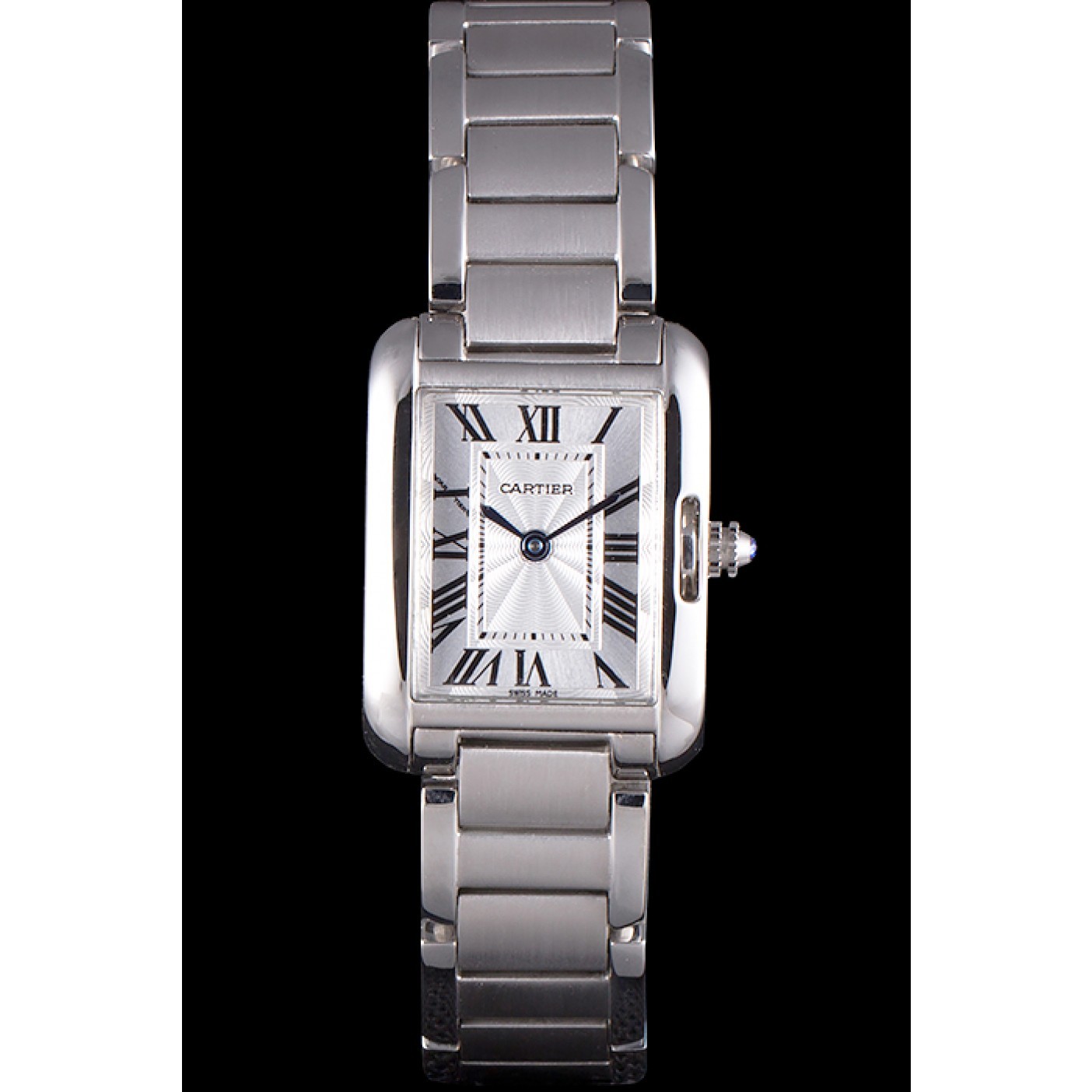 Cartier Tank Anglaise 23mm Silver Dial Stainless Steel Case And Bracelet