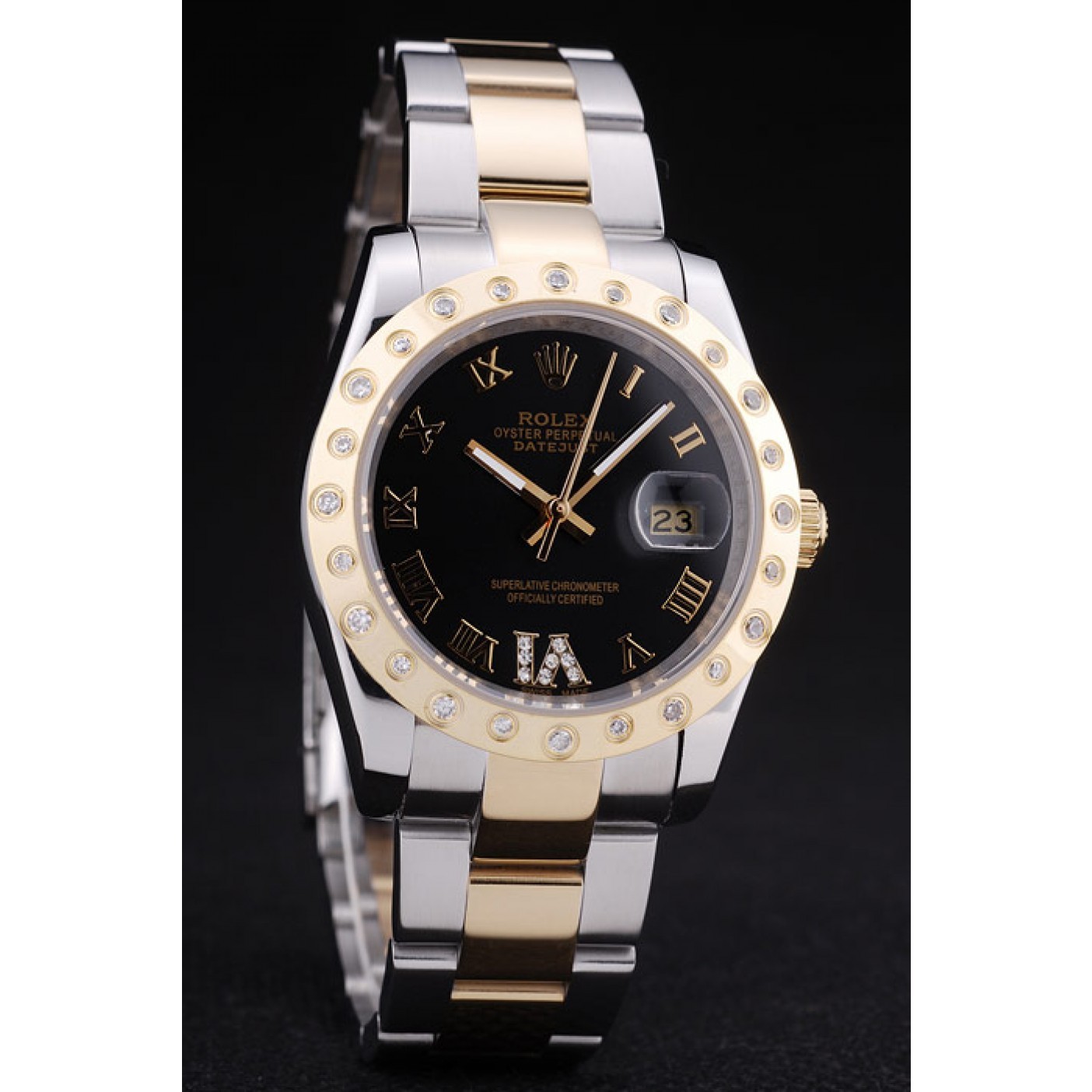 RepTime Watches Rolex Datejust Diamond Bezel Black Dial 7463