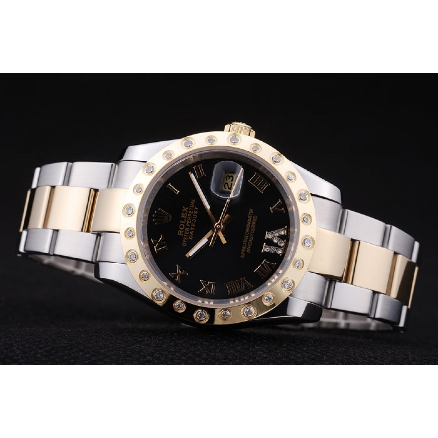 RepTime Watches Rolex Datejust Diamond Bezel Black Dial 7463