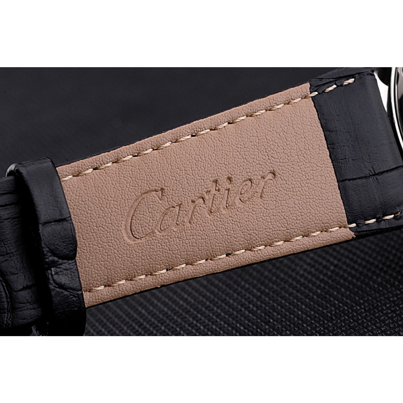 Cartier Rotonde Chronograph White Dial Stainless Steel Case Black Leather Strap