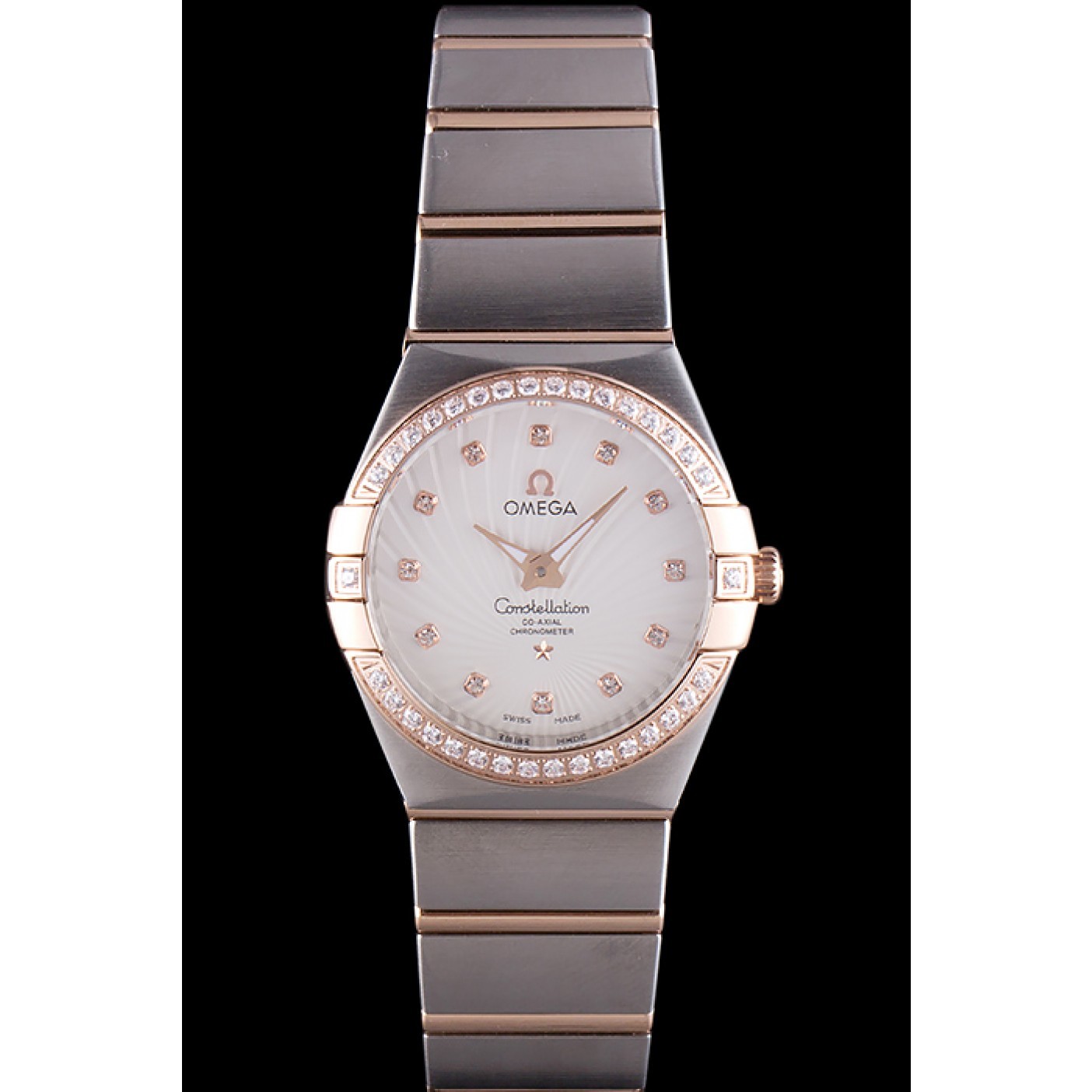 Omega Constellation Rose Gold Diamond Bezel Two Tone Band 621487