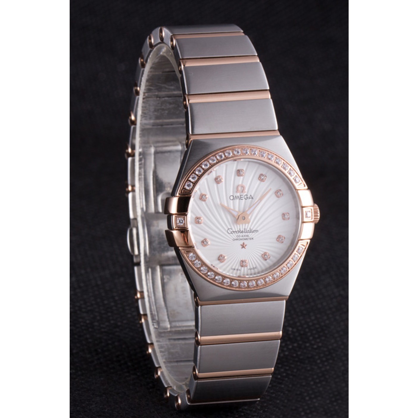 Omega Constellation Rose Gold Diamond Bezel Two Tone Band 621487