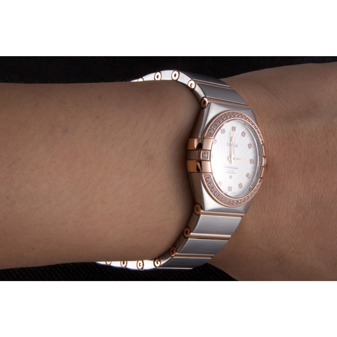 Omega Constellation Rose Gold Diamond Bezel Two Tone Band 621487