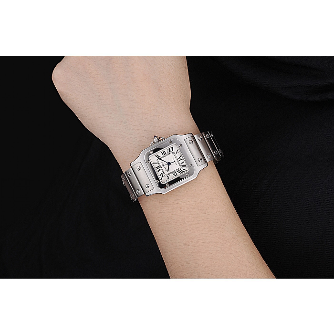 Swiss Cartier Santos White Dial Stainless Steel Case And Bracelet 622882