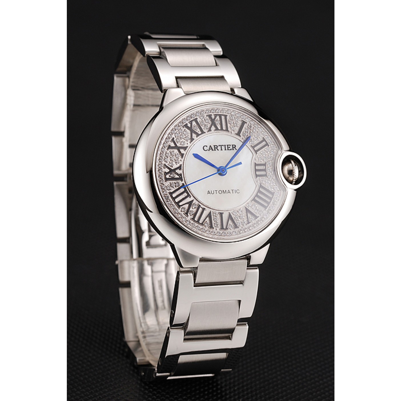 Swiss Cartier Ballon Bleu 40 MM Diamond Dial Staineless Steel Bracelet 1453893