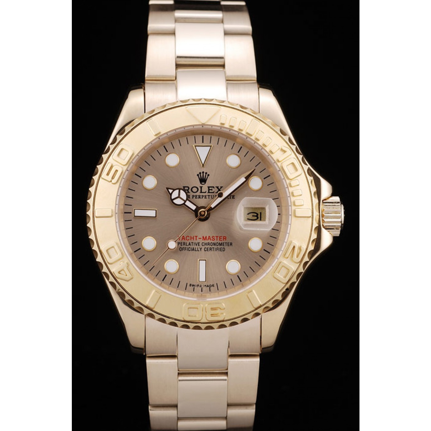 RepTime Watches Rolex Yacht Master Gold Bezel Gold Dial 98232